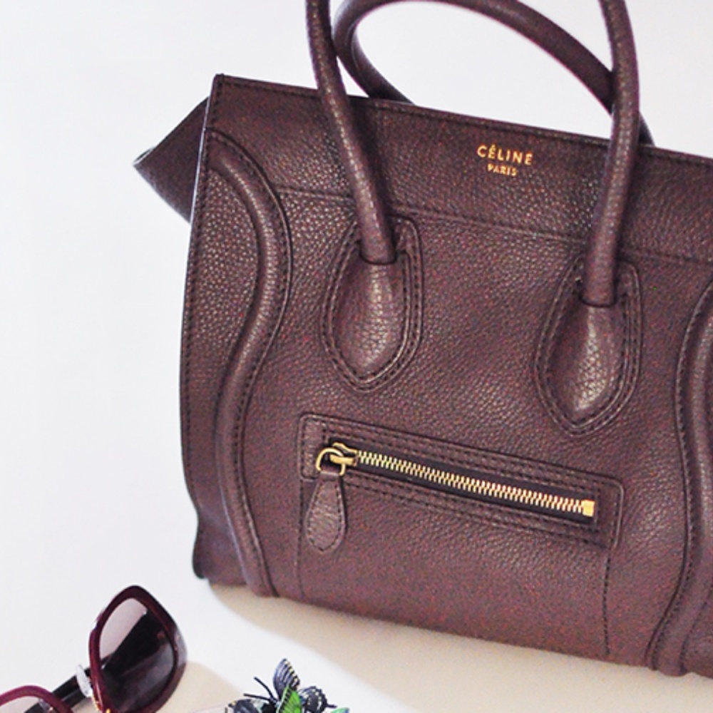 Celine Micro Luggage Tote Bag Brown Pebbled Leather - Picture 11 of 13